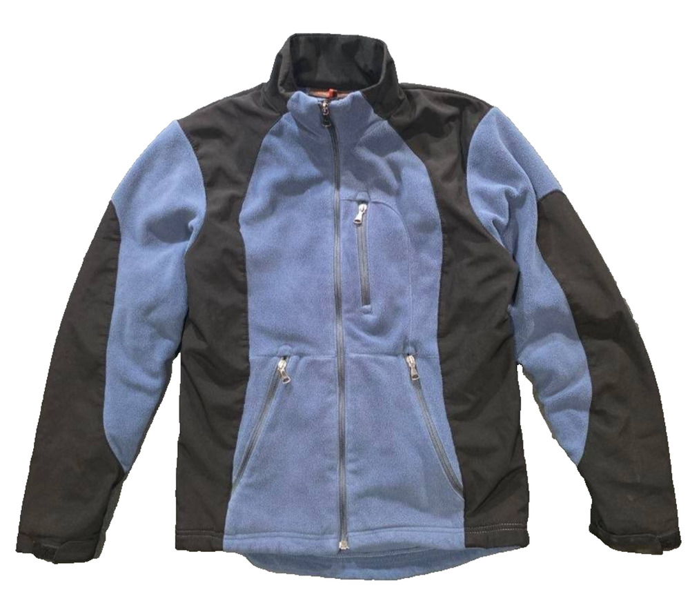 Hawke & Co Full-Zip Fleece Jacket Black/Blue Mens Y2K Medium Zip Pockets A011337